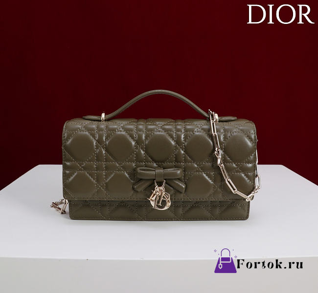 Fortok Dior My Dior Mini Bag Khaki Cannage 21cm*11.5*4cm - 1