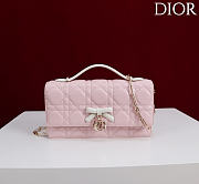 Fortok Dior My Dior Mini Bag Pink Cannage With White Bow 21cm*11.5*4cm - 1