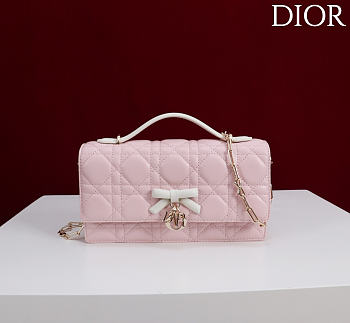 Fortok Dior My Dior Mini Bag Pink Cannage With White Bow 21cm*11.5*4cm