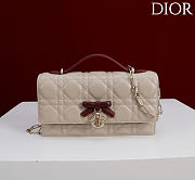 Fortok Dior My Dior Mini Bag Beige Cannage With Burgundy Bow 21cm*11.5*4cm - 1