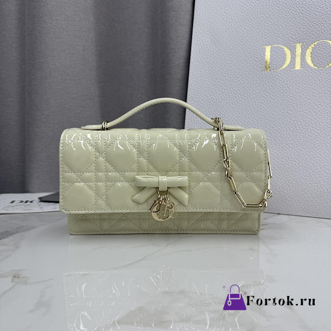 Fortok Dior My Dior Mini Bag Green Patent Leather 21cm*11.5*4cm - 1