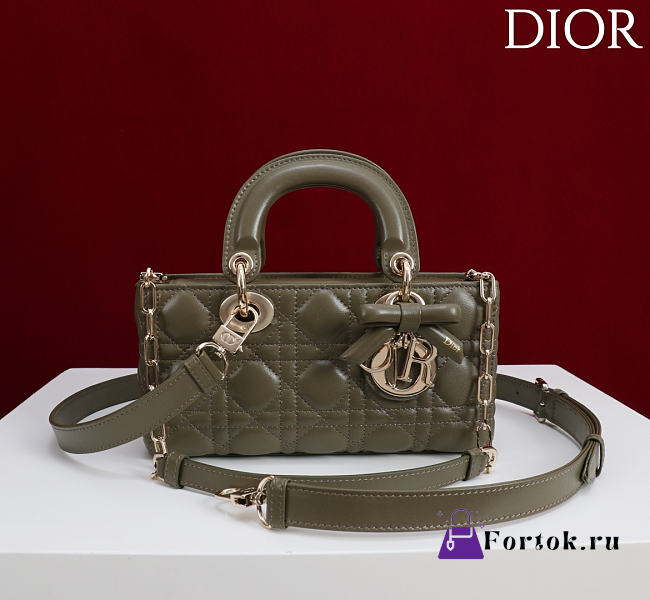 Fortok Dior Small Lady D-Joy Bag Olive Green 22cm - 1