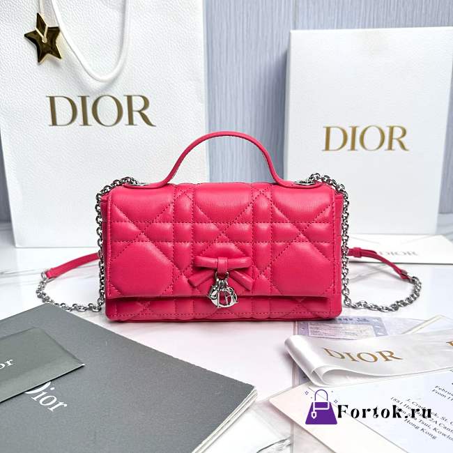 Fortok Dior My Tender Dior Top Handle Mini Bag Hot Pink Lambskin 21 x 11.5 x 7cm - 1