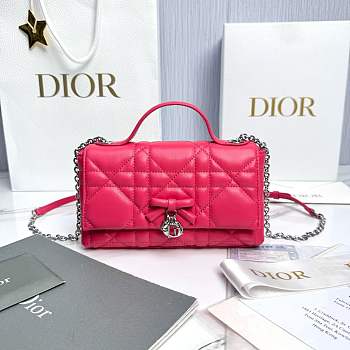 Fortok Dior My Tender Dior Top Handle Mini Bag Hot Pink Lambskin 21 x 11.5 x 7cm