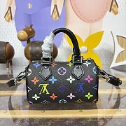 Fortok Louis Vuitton x Takashi Murakami Nano Speedy Handbag Black Monogram Multicolore Canvas 16*10*7.5cm  - 3