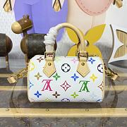 Fortok Louis Vuitton x Takashi Murakami Nano Speedy Handbag White Monogram Multicolore Canvas 16*10*7.5cm - 2