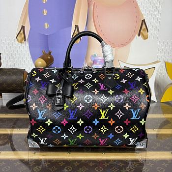 Fortok Louis Vuitton x Takashi Murakami Speedy Soft 30 Handbag Black Monogram Multicolore Canvas 30*17*21cm