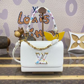 Fortok Louis Vuitton x Takashi Murakami Twist MM Slim White Epi Leather 23*8*16cm