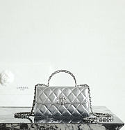 Fortok Chanel Mini Kelly Bag Metallic Silver 10x18x4.5cm - 1