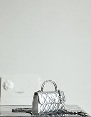 Fortok Chanel Mini Kelly Bag Metallic Silver 10x18x4.5cm - 5