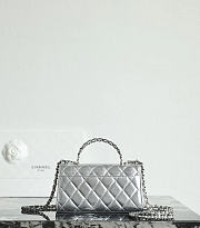 Fortok Chanel Mini Kelly Bag Metallic Silver 10x18x4.5cm - 3