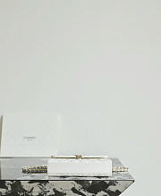 Fortok Chanel Long Clutch Chain Flap Bag Top Handle White Caviar 10x18.5x4.5cm  - 6