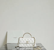 Fortok Chanel Long Clutch Chain Flap Bag Top Handle White Caviar 10x18.5x4.5cm  - 5