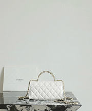 Fortok Chanel Long Clutch Chain Flap Bag Top Handle White Caviar 10x18.5x4.5cm  - 4