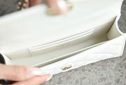 Fortok Chanel Long Clutch Chain Flap Bag Top Handle White Caviar 10x18.5x4.5cm  - 3