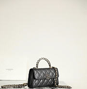 Fortok Chanel Long Clutch Chain Flap Bag Top Handle Black Caviar 10x18.5x4.5cm - 2