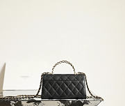 Fortok Chanel Long Clutch Chain Flap Bag Top Handle Black Caviar 10x18.5x4.5cm - 4