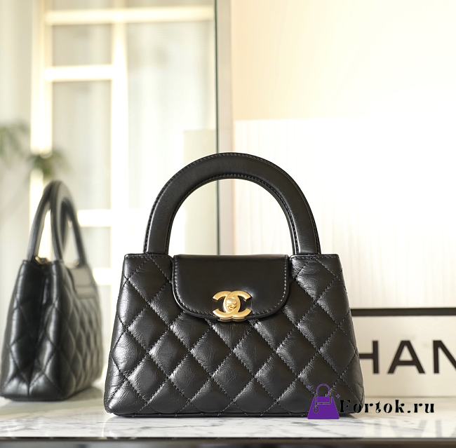 Fortok Chanel Small Kelly Shopper Black 13x19x7cm - 1