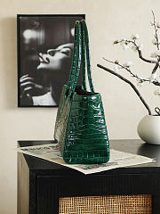 Fortok Chanel Small Shopping Tote Crocodile-embossed Calfskin Green 39×20×13cm - 4