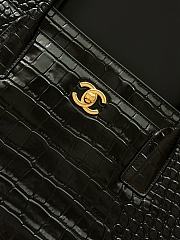 Fortok Chanel Small Shopping Tote Crocodile-embossed Calfskin Black 39×20×13cm - 4