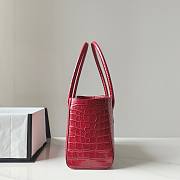Fortok Chanel Small Shopping Tote Crocodile-embossed Calfskin Red 39×20×13cm - 5