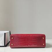 Fortok Chanel Small Shopping Tote Crocodile-embossed Calfskin Red 39×20×13cm - 4