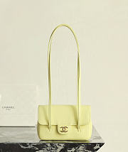 Fortok Chanel Shiny Caviar Mini Preppy Coco Shoulder Bag Yellow 11.5×17x5cm - 1