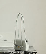 Fortok Chanel Shiny Caviar Mini Preppy Coco Shoulder Bag White 11.5×17x5cm - 4