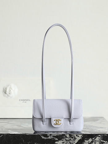 Fortok Chanel Shiny Caviar Mini Preppy Coco Shoulder Bag Purple 11.5×17x5cm
