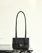 Fortok Chanel Shiny Caviar Mini Preppy Coco Shoulder Bag Black 11.5×17x5cm - 1