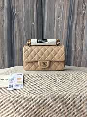 Fortok Chanel Mini Classic Flap Bag Caviar Leather Milk Tea 20cm - 1