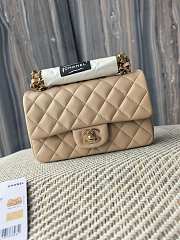 Fortok Chanel Mini Classic Flap Bag Caviar Leather Milk Tea 20cm - 4