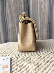 Fortok Chanel Mini Classic Flap Bag Caviar Leather Milk Tea 20cm - 3