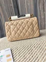 Fortok Chanel Mini Classic Flap Bag Caviar Leather Milk Tea 20cm - 2