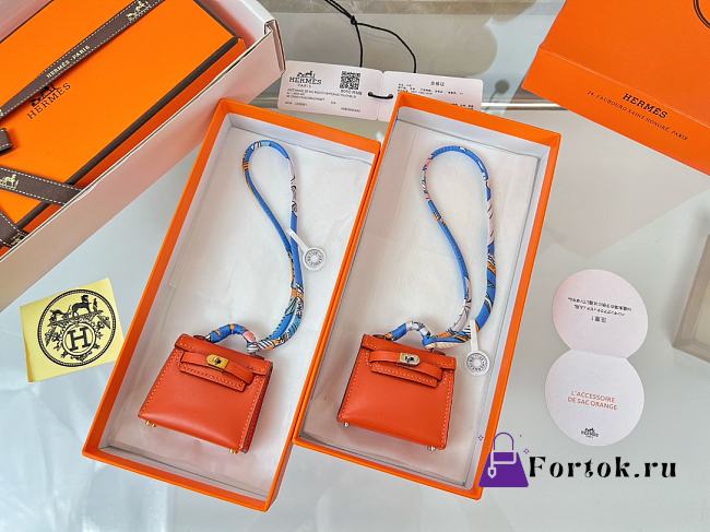 Fortok Hermès Kelly Twilly Bag Charm Orange - 1