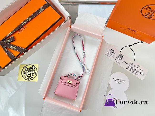 Fortok Hermès Kelly Twilly Bag Charm Light Pink Gold Hardware - 1