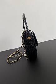 Fortok Chanel Crocodile Embossed Calfskin Top Handle Bag Black 20-15-5.5cm  - 6