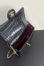 Fortok Chanel Crocodile Embossed Calfskin Top Handle Bag Black 20-15-5.5cm  - 5