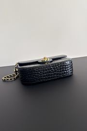 Fortok Chanel Crocodile Embossed Calfskin Top Handle Bag Black 20-15-5.5cm  - 4