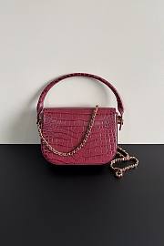 Fortok Chanel Crocodile Embossed Calfskin Top Handle Bag Burgundy 20-15-5.5cm  - 6
