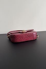 Fortok Chanel Crocodile Embossed Calfskin Top Handle Bag Burgundy 20-15-5.5cm  - 2