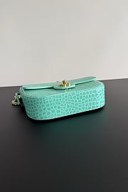 Fortok Chanel Crocodile Embossed Calfskin Top Handle Bag Tiffany Blue 20-15-5.5cm  - 6