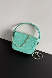 Fortok Chanel Crocodile Embossed Calfskin Top Handle Bag Tiffany Blue 20-15-5.5cm  - 3