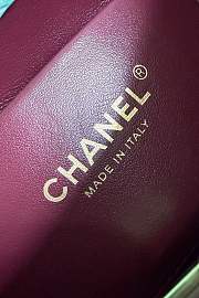 Fortok Chanel Crocodile Embossed Calfskin Top Handle Bag Tiffany Blue 20-15-5.5cm  - 2