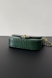 Fortok Chanel Crocodile Embossed Calfskin Top Handle Bag Green 20-15-5.5cm  - 4