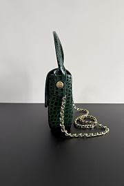 Fortok Chanel Crocodile Embossed Calfskin Top Handle Bag Green 20-15-5.5cm  - 2
