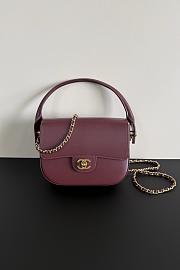 Fortok Chanel Top Handle Bag Burgundy 20-15-5.5cm  - 1