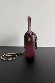 Fortok Chanel Top Handle Bag Burgundy 20-15-5.5cm  - 6