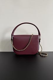 Fortok Chanel Top Handle Bag Burgundy 20-15-5.5cm  - 5