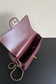 Fortok Chanel Top Handle Bag Burgundy 20-15-5.5cm  - 2